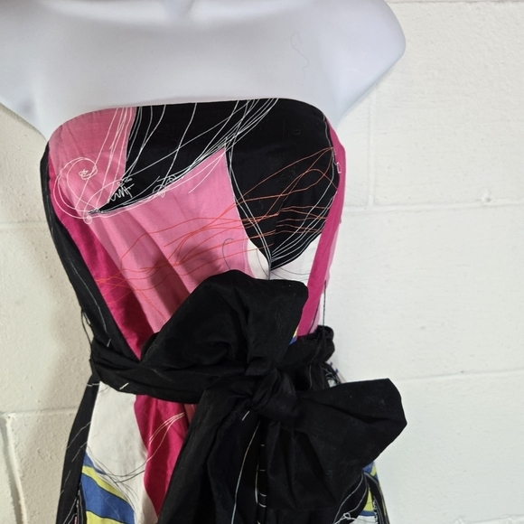 Anthropologie Maeve bright 80s style strapless abstract bright floral dress - Picture 10 of 13